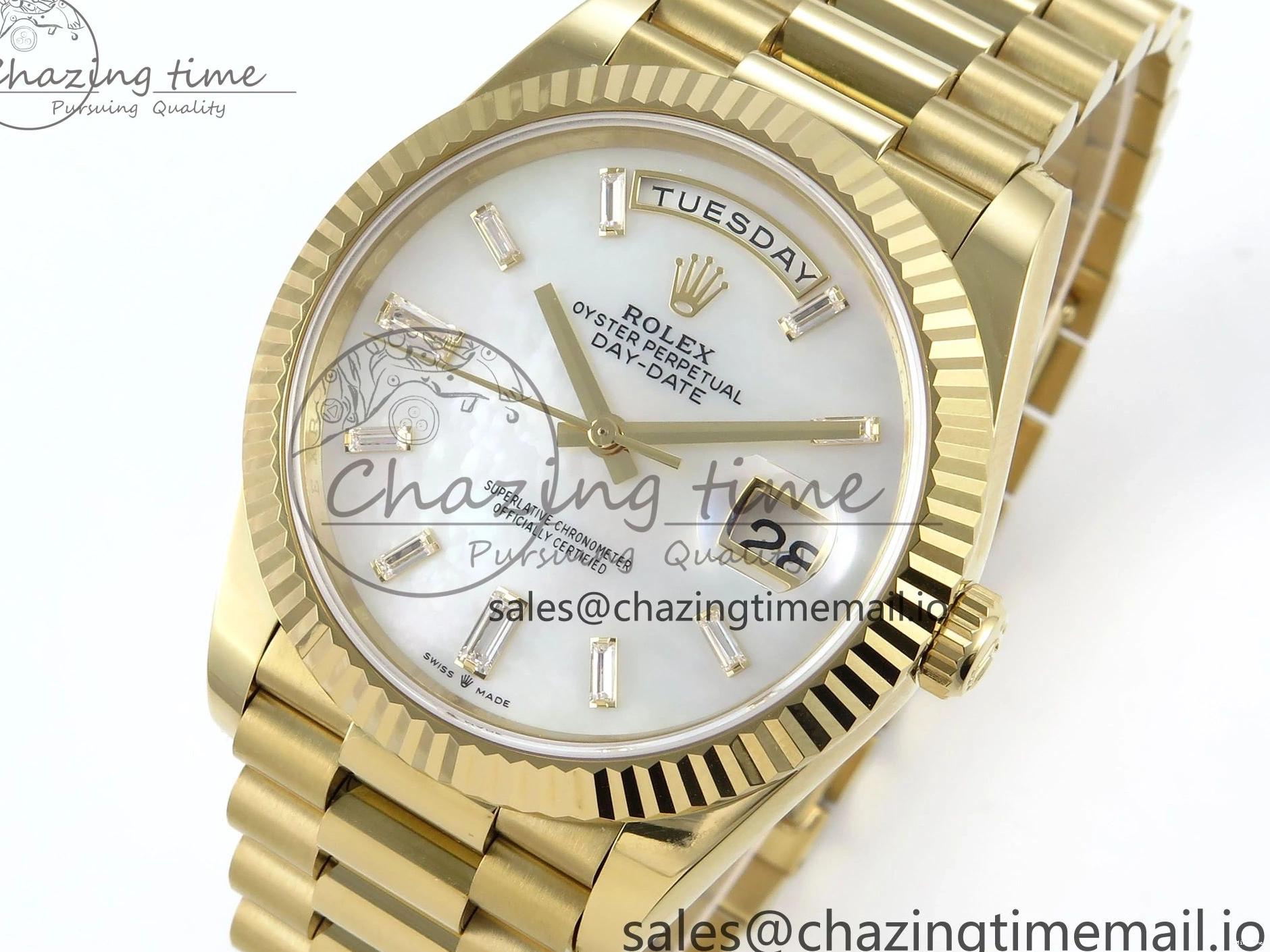 MiroTime 1219 Day Date 40 YG 228238 Noob 1:1 Best Edition White MOP Crystal Dial on President Bracelet A2836 (Gain Weight) Breathable 804